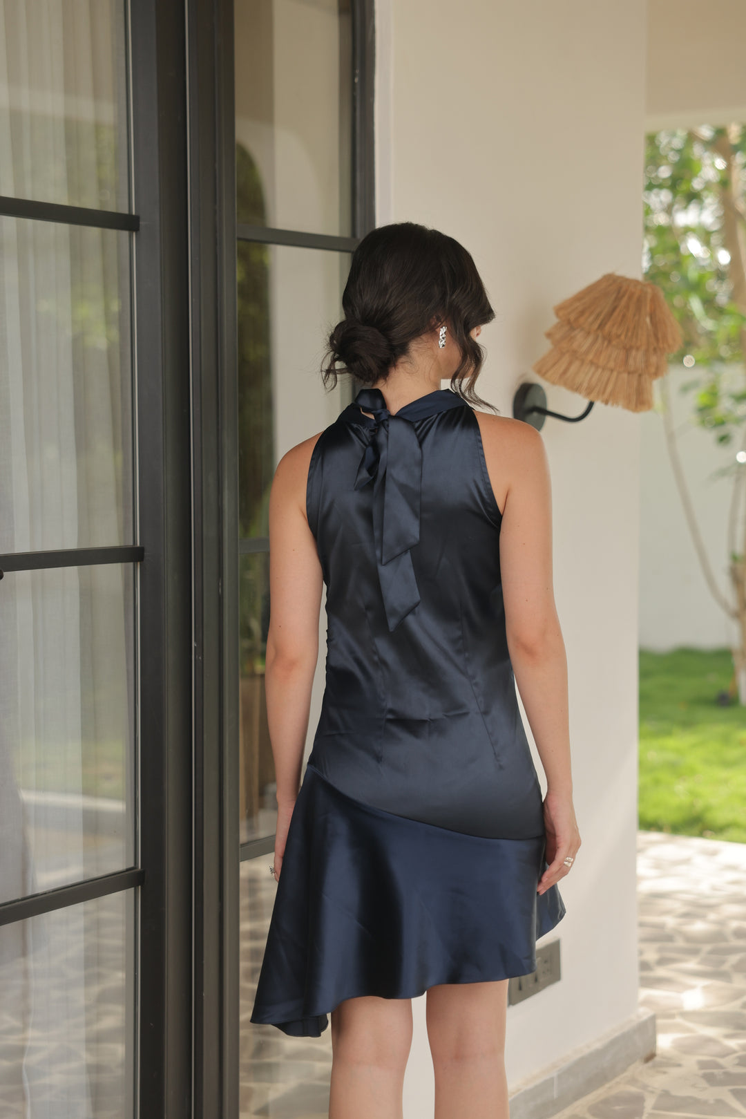 Navy Elegance Satin Dress