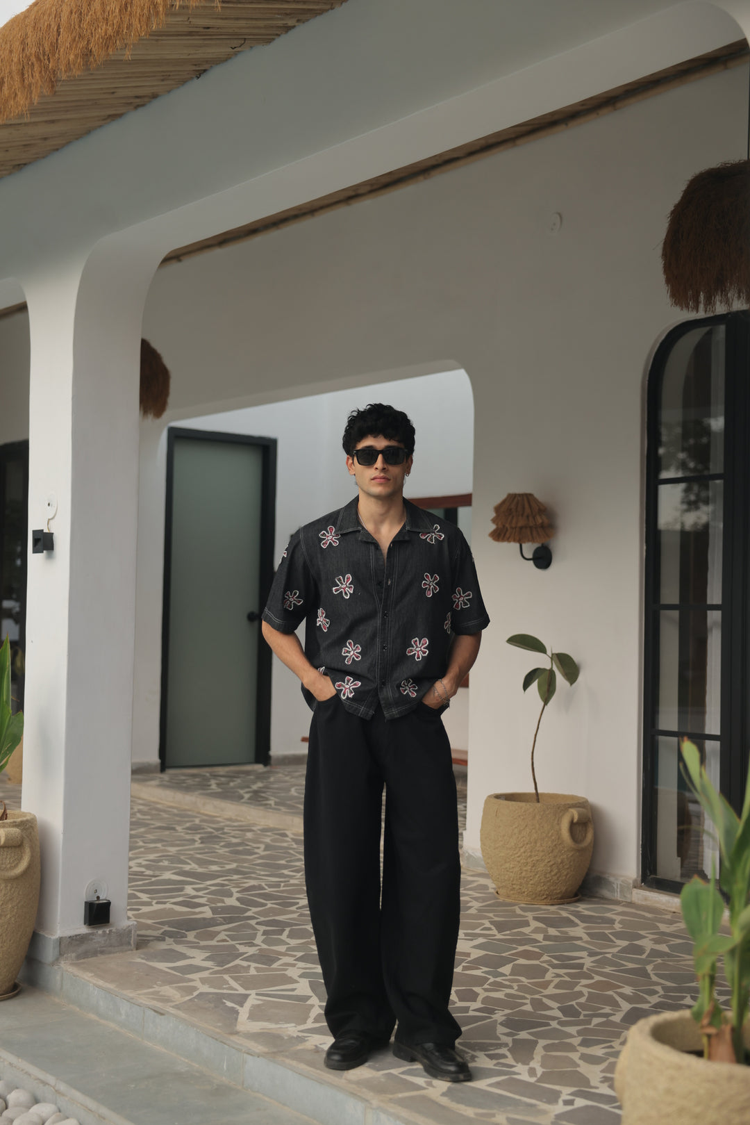 Midnight Petal Denim Shirt