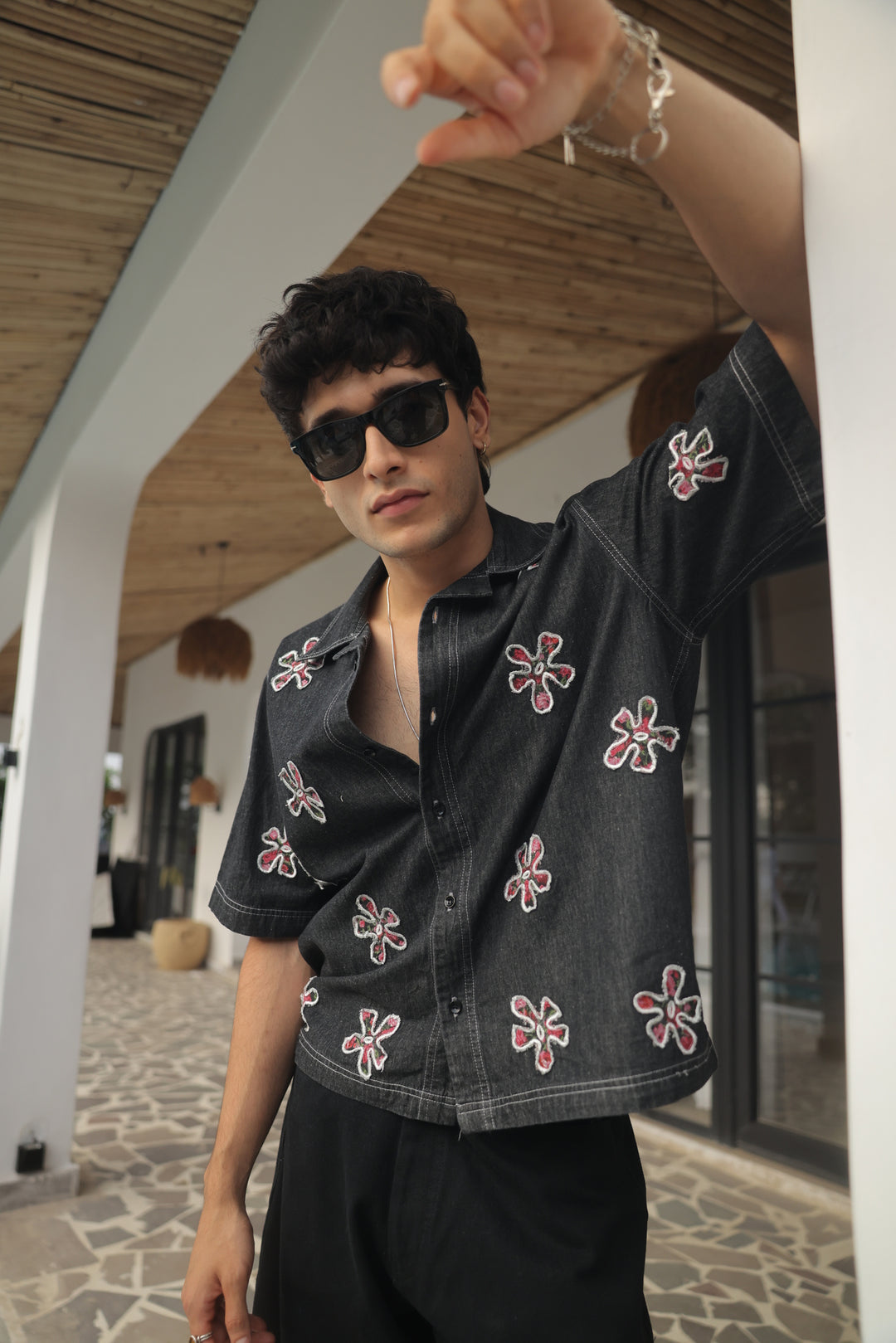 Midnight Petal Denim Shirt