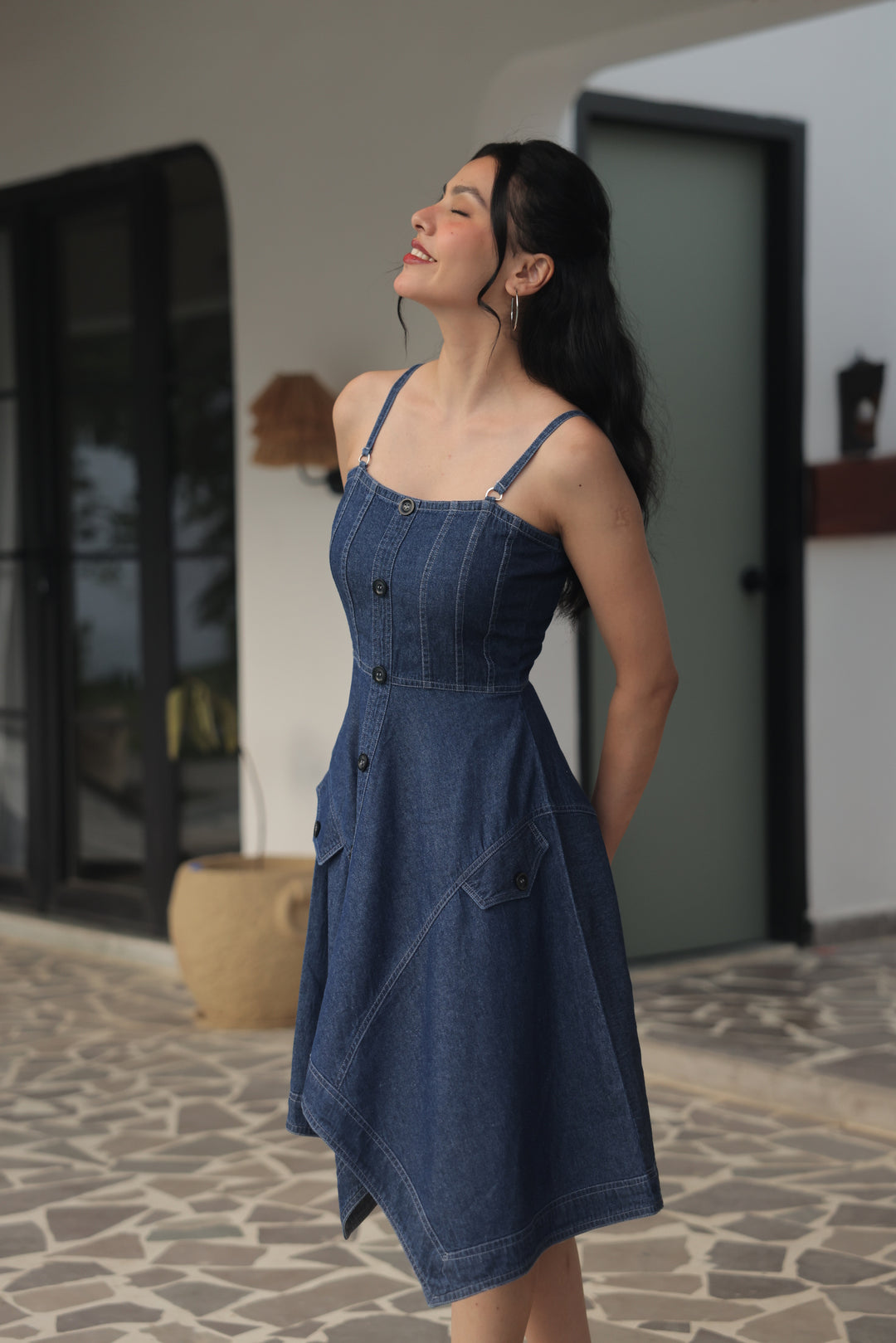 Indigo Charm Denim Midi Dress