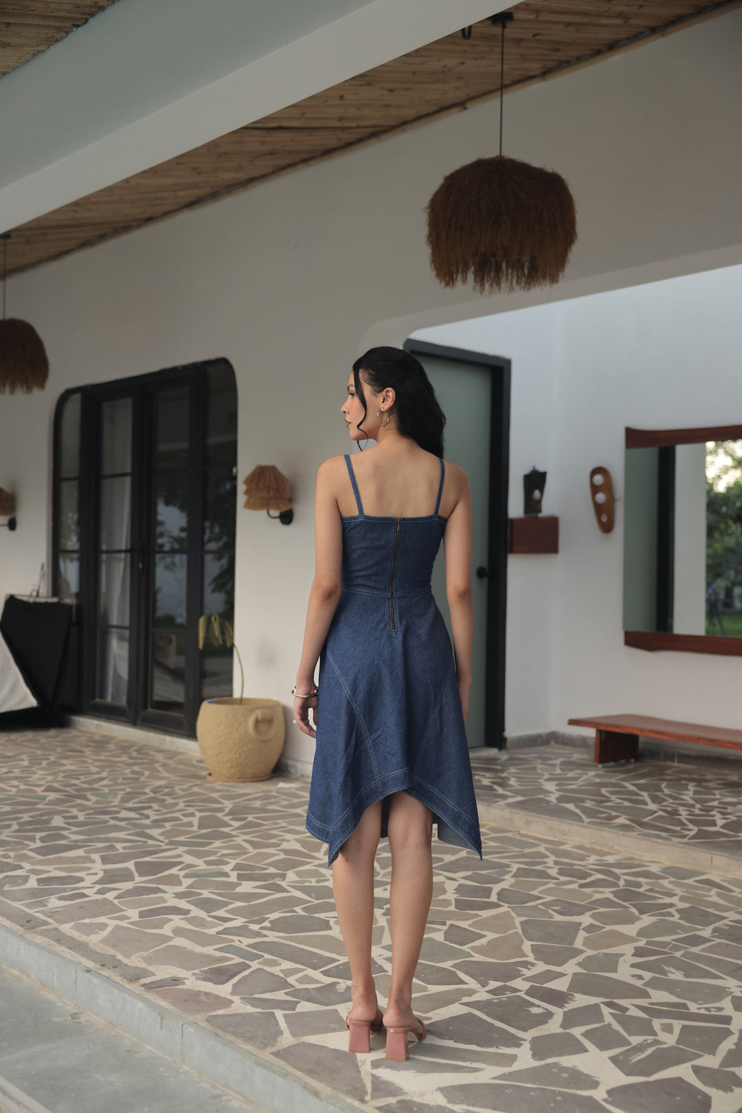 Indigo Charm Denim Midi Dress