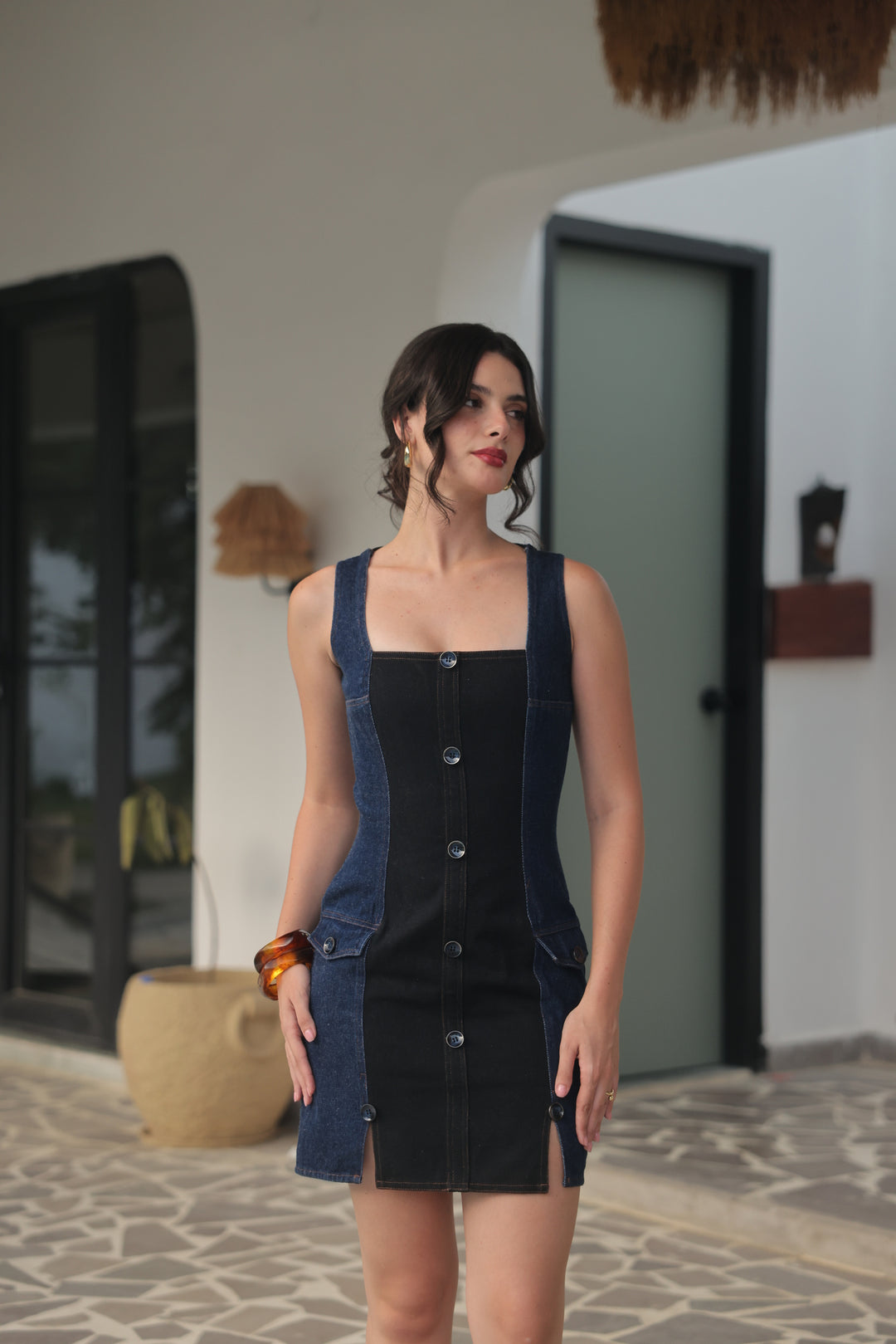 Duel Tone Denim Mini Dress