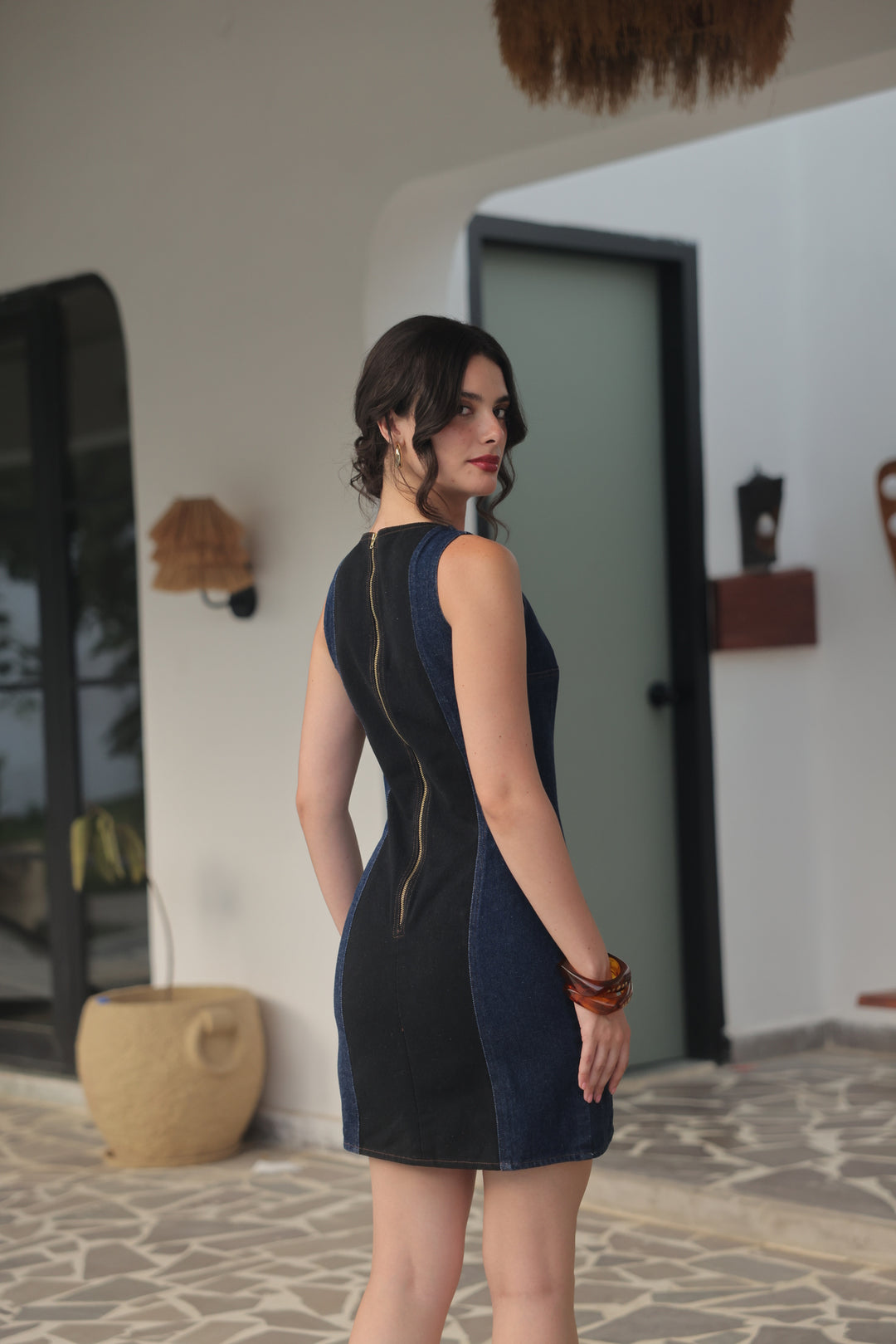 Duel Tone Denim Mini Dress