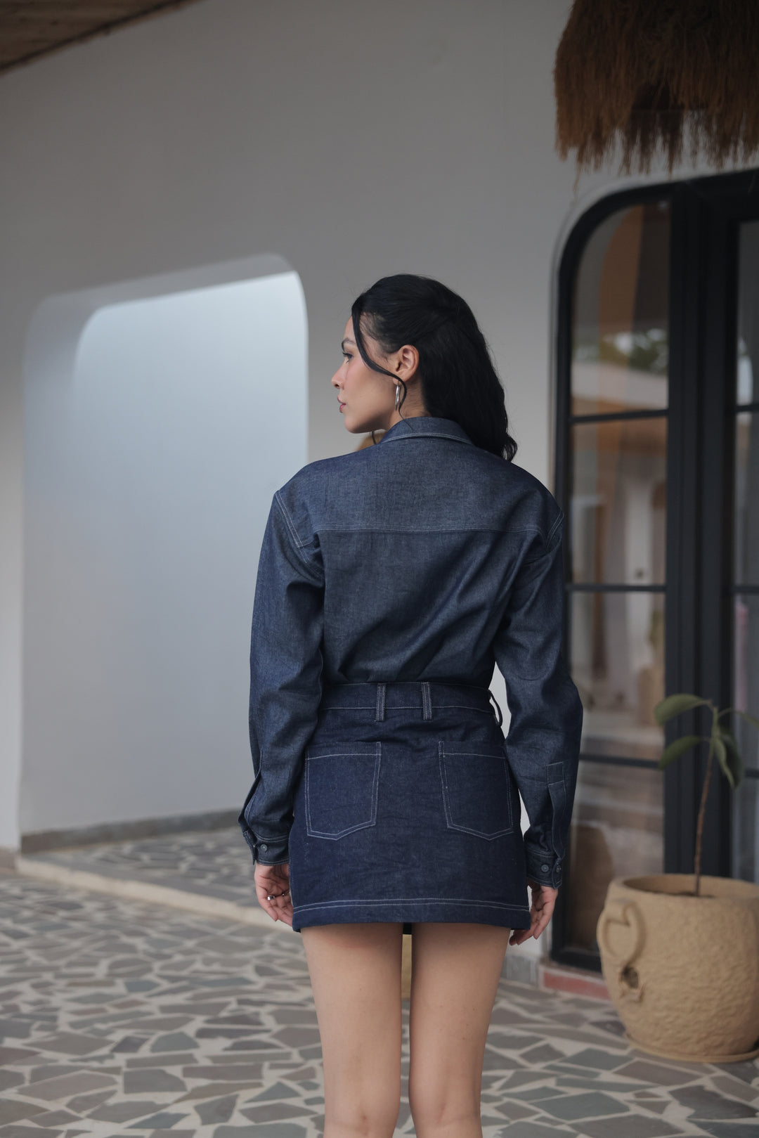 Indigo Utility Denim Shirt Dress