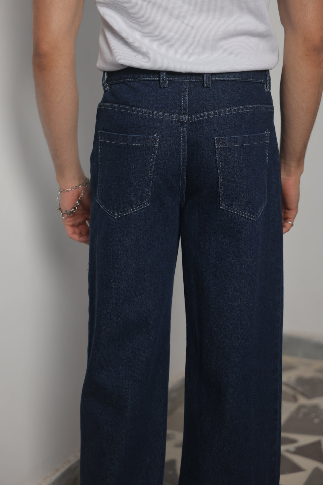 Midnight Fringe Wide-Leg Jeans