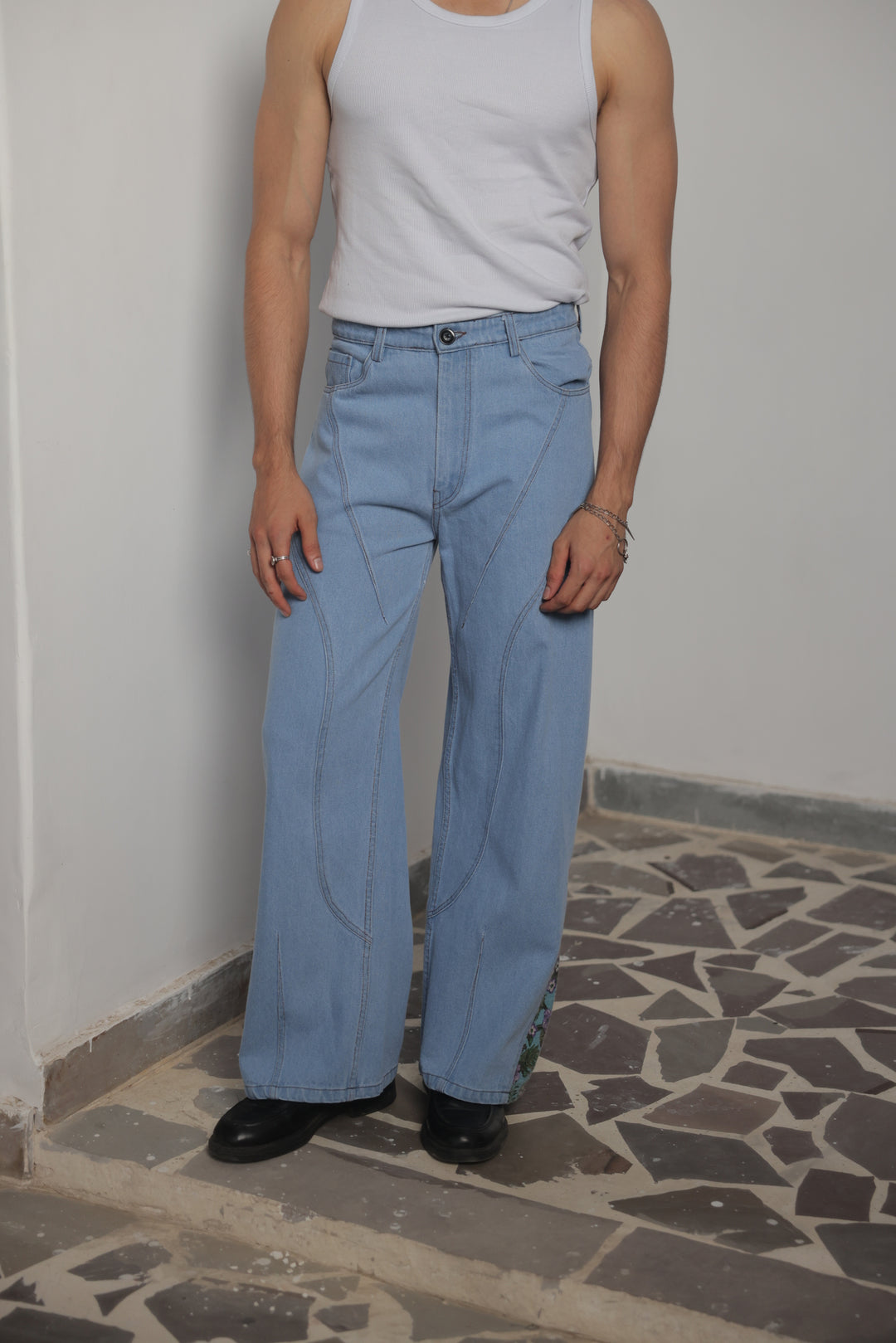 Floral Edge Loose Fit Denim