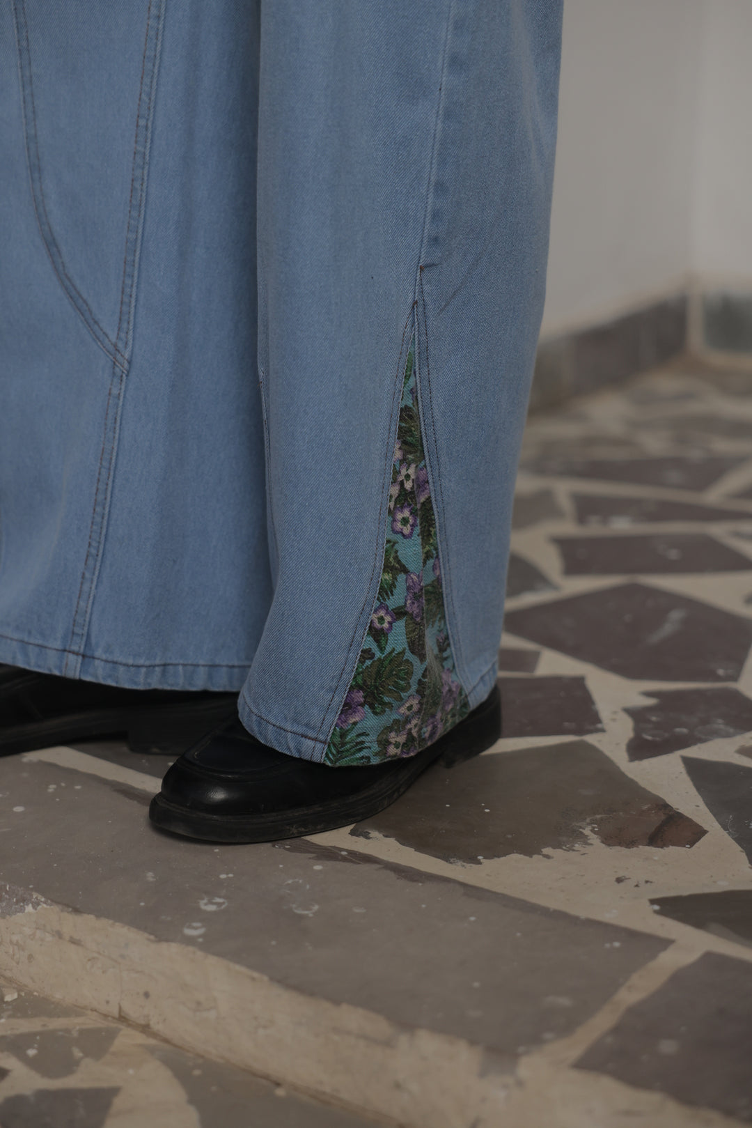 Floral Edge Loose Fit Denim