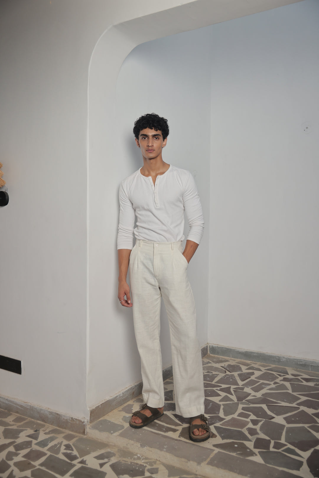 Ivory Horizon Linen Trousers