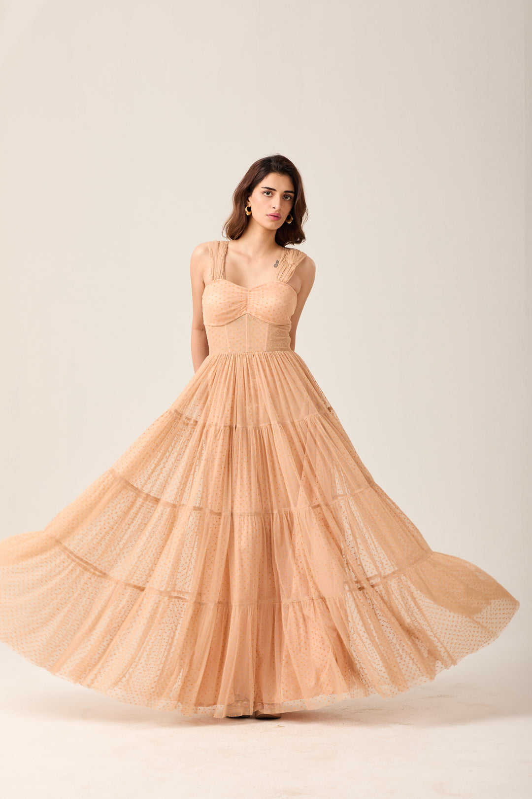 Peach Tiered  Dress
