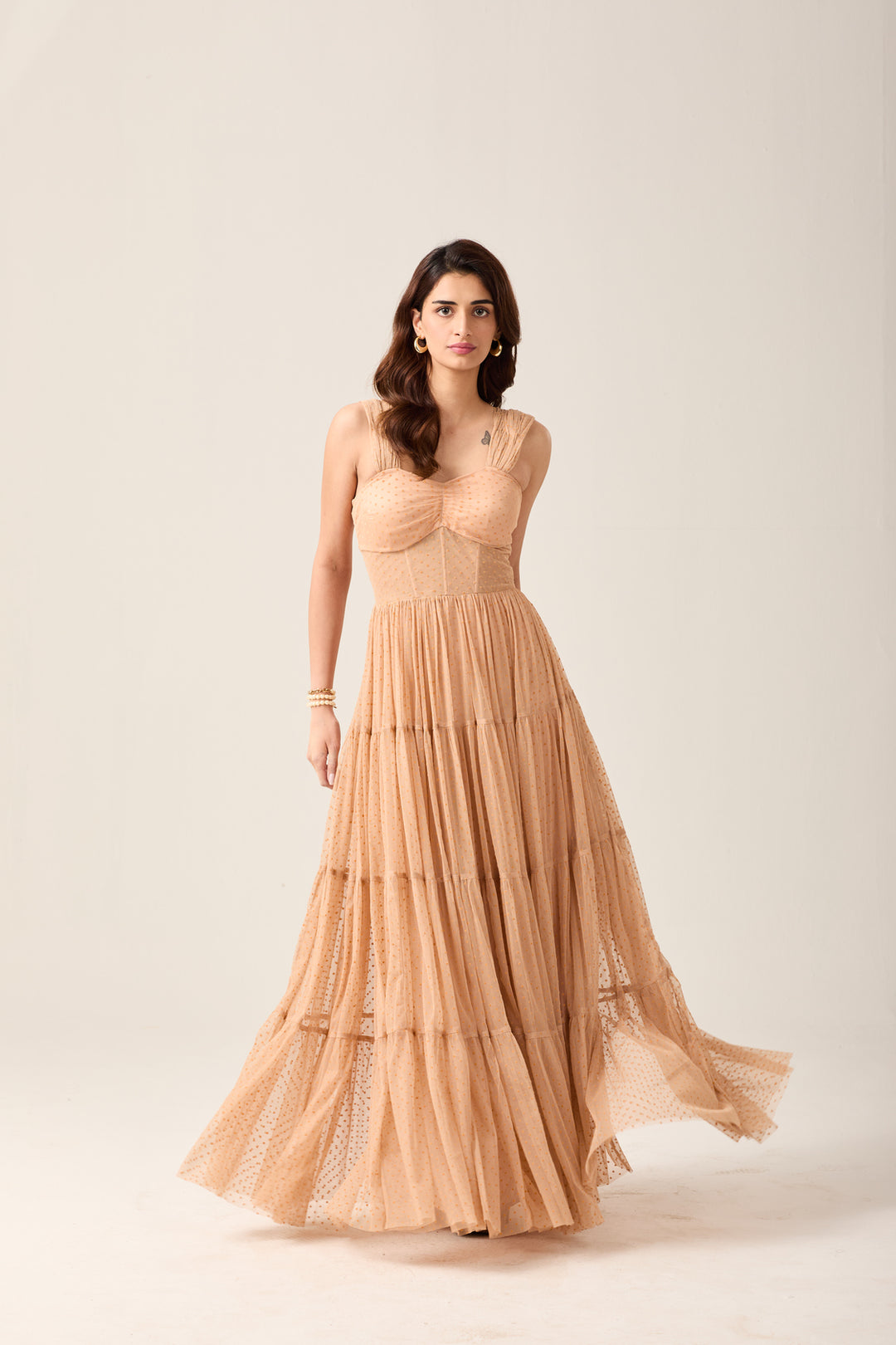 Peach Tiered  Dress