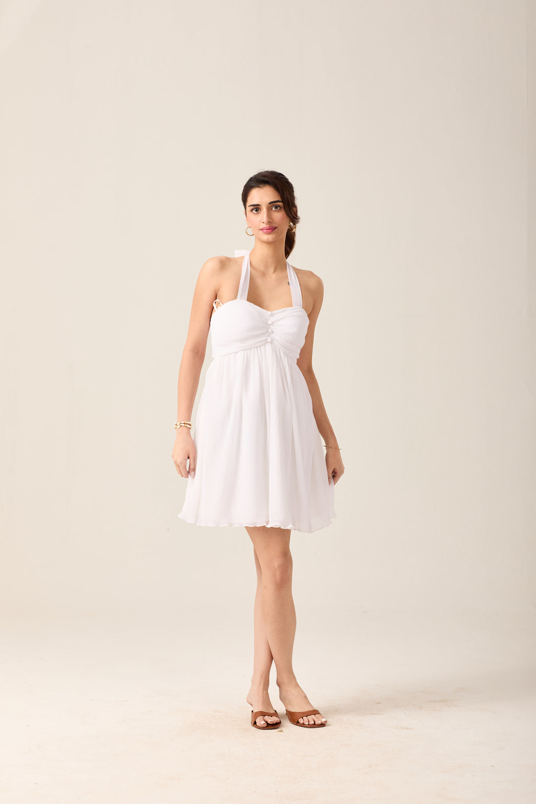 White Halter Mini Dress