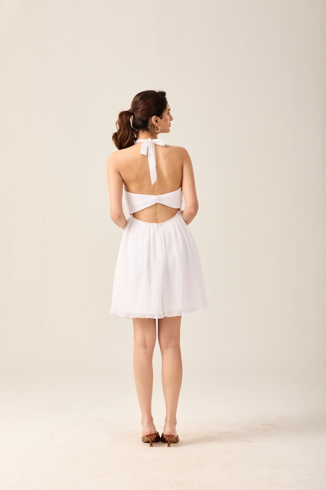 White Halter Mini Dress